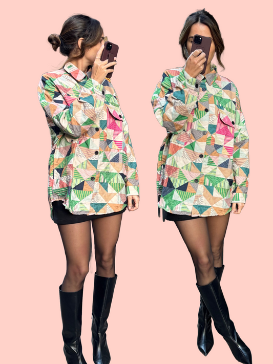Patterned Quilted Pocket Shirt